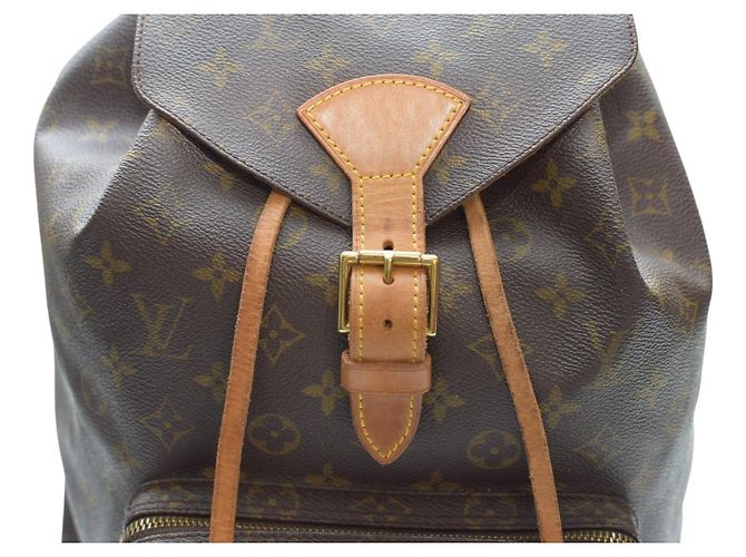 Zaino Montsouris Monogram Louis Vuitton in tela monogram marrone e naturale - vista 18