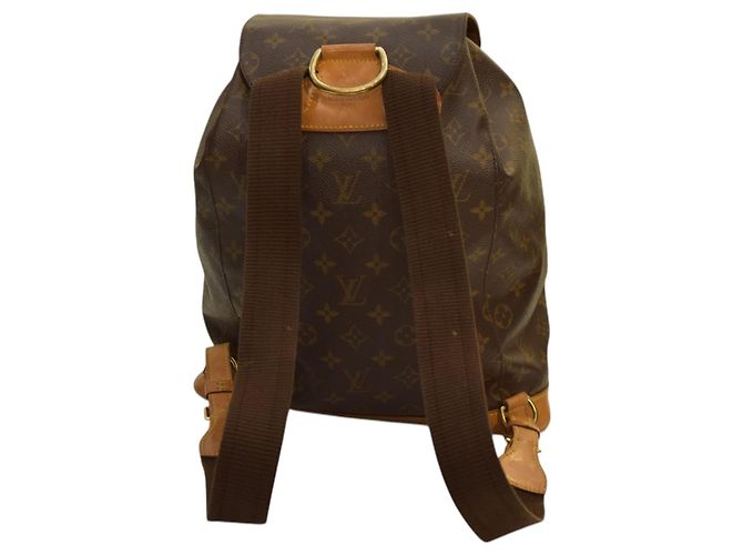Zaino Montsouris Monogram Louis Vuitton in tela monogram marrone e naturale - vista 2
