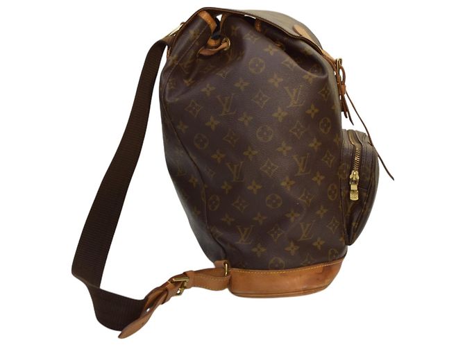 Zaino Montsouris Monogram Louis Vuitton in tela monogram marrone e naturale - vista 3