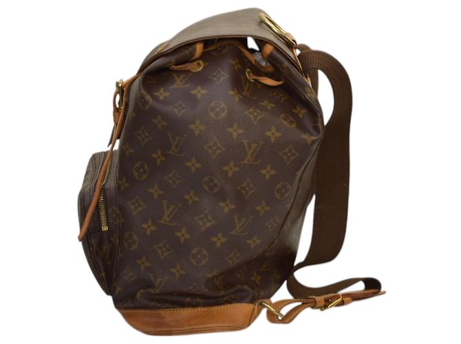Zaino Montsouris Monogram Louis Vuitton in tela monogram marrone e naturale - vista 4