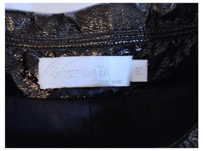 Victoria Couture CHAQUETA TRAPECIO DE VINILO IMPERMEABLE LIGERA Negro - vista 13