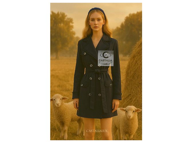 Trench Pastoral Negro Chanel con Botones Gripoix CC 34 FR - vista 11
