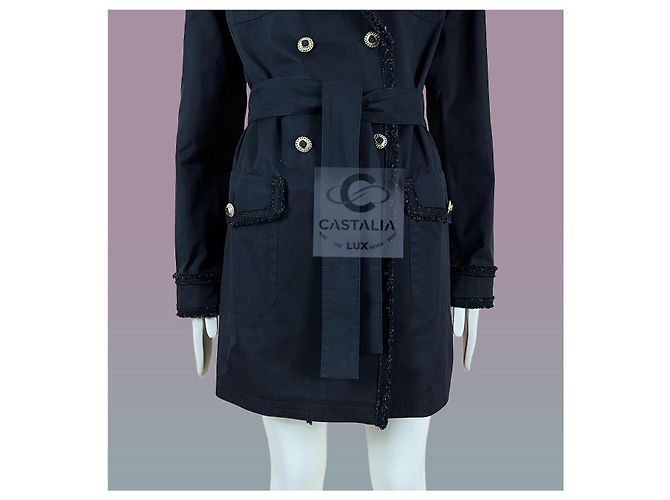 Trench Pastoral Negro Chanel con Botones Gripoix CC 34 FR - vista 12