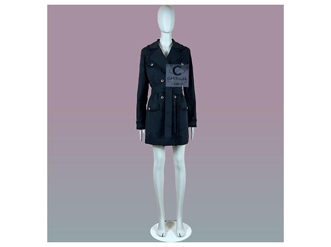 Trench Pastoral Negro Chanel con Botones Gripoix CC 34 FR - vista 2
