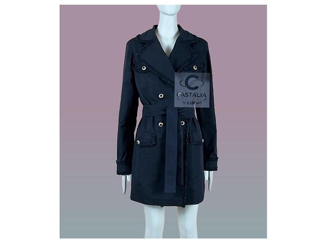 Trench Pastoral Negro Chanel con Botones Gripoix CC 34 FR - vista 5
