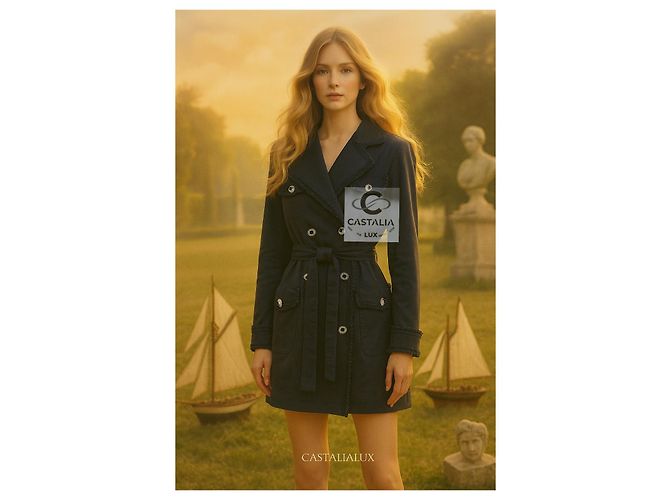 Trench Pastoral Negro Chanel con Botones Gripoix CC 34 FR - vista 9