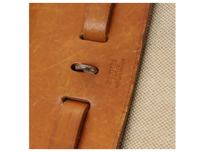 Hermès HERMES Herbag A Dos PM Rucksack aus Canvas Leder Beige Silber Authentisch 126543 - Ansicht 16