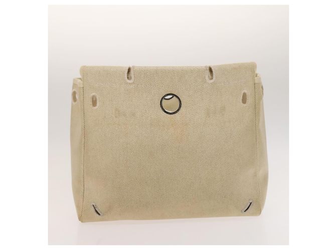 Hermès HERMES Herbag A Dos PM Rucksack aus Canvas Leder Beige Silber Authentisch 126543 - Ansicht 24