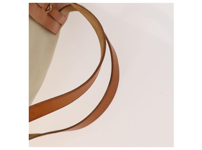 Hermès HERMES Herbag A Dos PM Rucksack aus Canvas Leder Beige Silber Authentisch 126543 - Ansicht 9