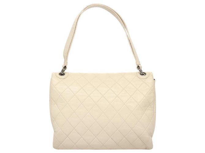 CHANEL Borsa a Spalla Matelassé in Pelle di Agnello Bianca CC Auth 126364 Bianco - vista 2