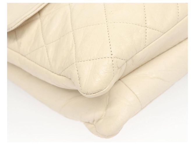 CHANEL Borsa a Spalla Matelassé in Pelle di Agnello Bianca CC Auth 126364 Bianco - vista 8