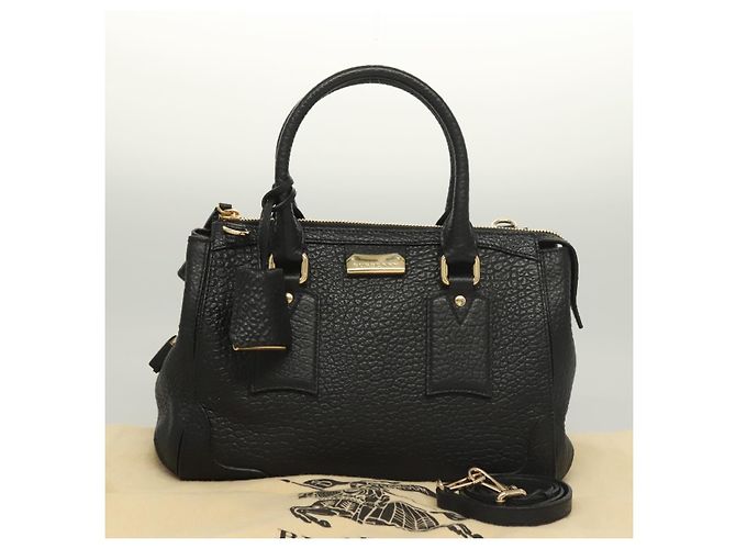 Borsa a mano BURBERRY in pelle 2 vie nera e oro Auth mr1365 Nero D'oro - vista 12