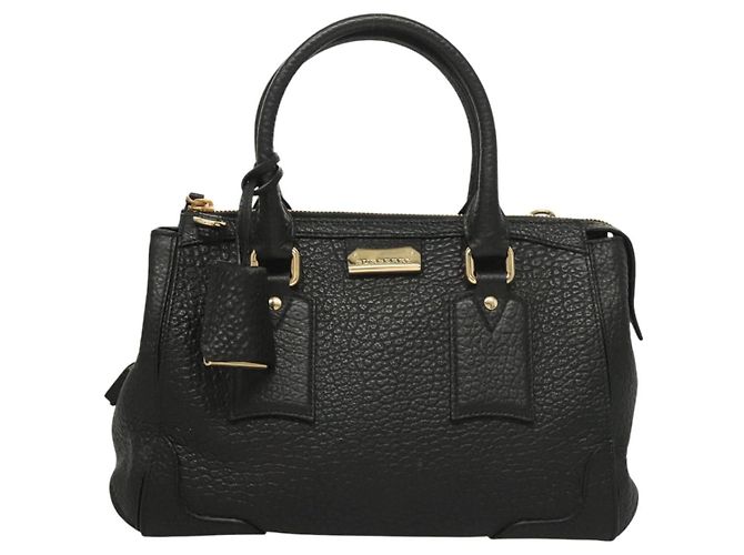 Borsa a mano BURBERRY in pelle 2 vie nera e oro Auth mr1365 Nero D'oro - vista 13