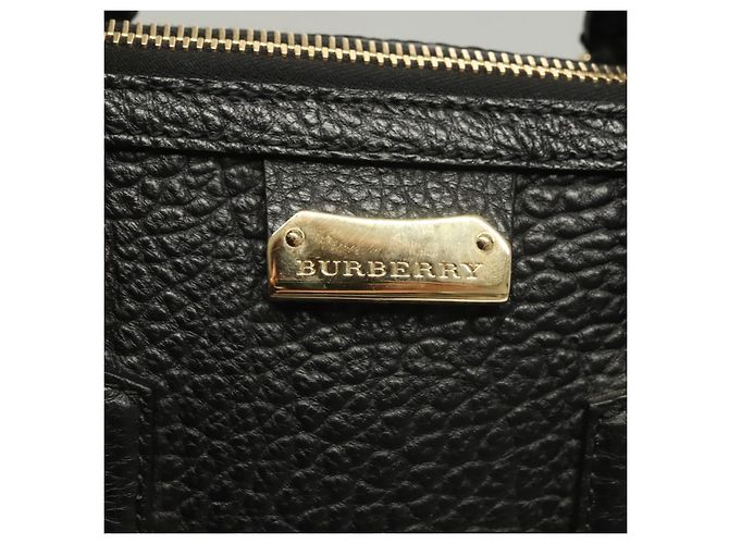 Borsa a mano BURBERRY in pelle 2 vie nera e oro Auth mr1365 Nero D'oro - vista 18