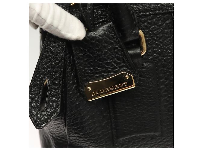 Borsa a mano BURBERRY in pelle 2 vie nera e oro Auth mr1365 Nero D'oro - vista 19