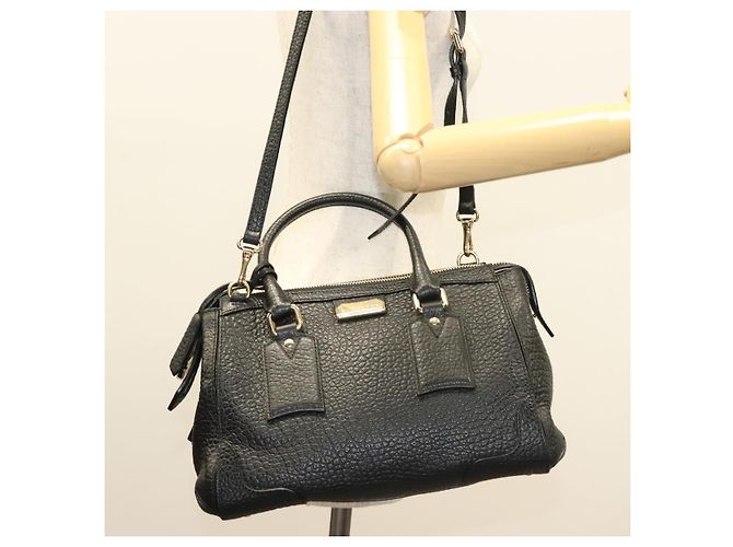 Borsa a mano BURBERRY in pelle 2 vie nera e oro Auth mr1365 Nero D'oro - vista 26