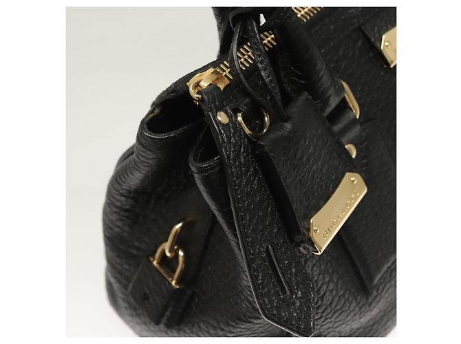 Borsa a mano BURBERRY in pelle 2 vie nera e oro Auth mr1365 Nero D'oro - vista 9