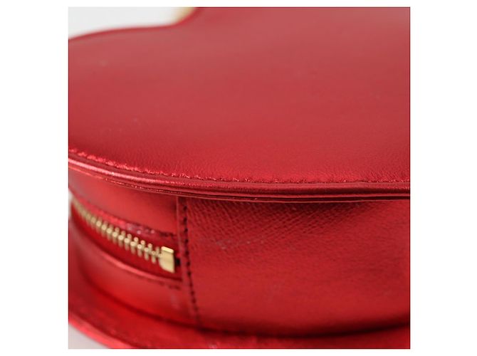 Borsa a spalla con catena Saint Laurent in pelle rossa e oro Auth BD2192M Rosso D'oro - vista 13