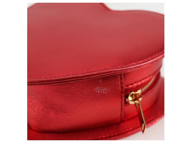 Borsa a spalla con catena Saint Laurent in pelle rossa e oro Auth BD2192M Rosso D'oro - vista 14