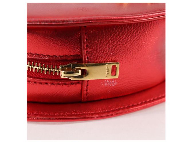 Borsa a spalla con catena Saint Laurent in pelle rossa e oro Auth BD2192M Rosso D'oro - vista 16