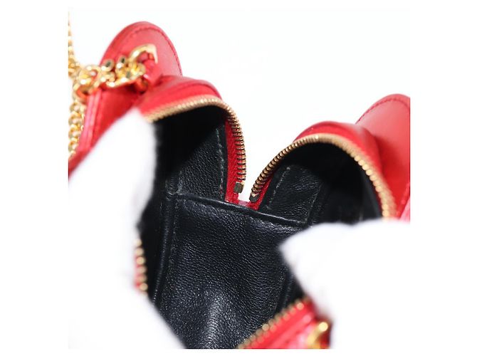 Borsa a spalla con catena Saint Laurent in pelle rossa e oro Auth BD2192M Rosso D'oro - vista 19