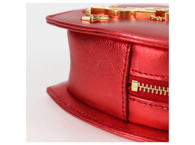 Borsa a spalla con catena Saint Laurent in pelle rossa e oro Auth BD2192M Rosso D'oro - vista 5