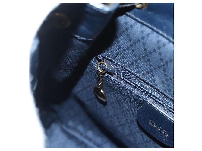 Zaino Gucci Bamboo Smalto Blu Navy Oro 003 2058 0030 Auth bs26080 - vista 24