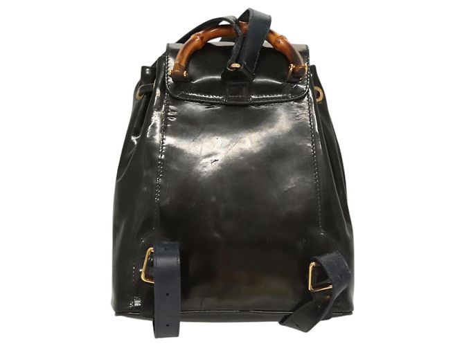 Zaino Gucci Bamboo Smalto Blu Navy Oro 003 2058 0030 Auth bs26080 - vista 3