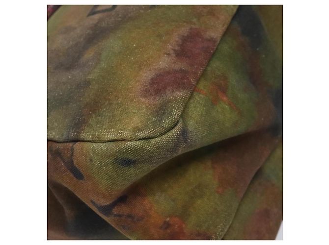 Borsa a spalla CHANEL ricamo graffiti in tela di pelle khaki CC Auth 121519SV Cachi - vista 13