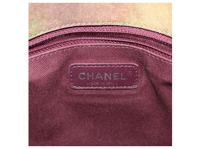Borsa a spalla CHANEL ricamo graffiti in tela di pelle khaki CC Auth 121519SV Cachi - vista 17