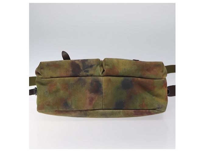 Borsa a spalla CHANEL ricamo graffiti in tela di pelle khaki CC Auth 121519SV Cachi - vista 9