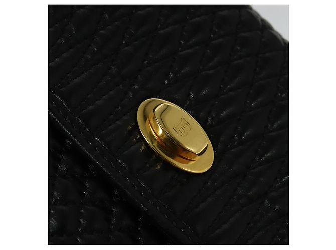 BALLY Borsa a mano trapuntata in pelle nera e oro Auth BA3175 Nero D'oro - vista 17