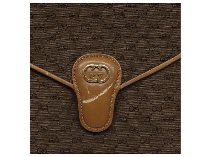 Borsa a Spalla Micro GG in Tela Gucci Marrone Oro Auth BA2829 D'oro - vista 14