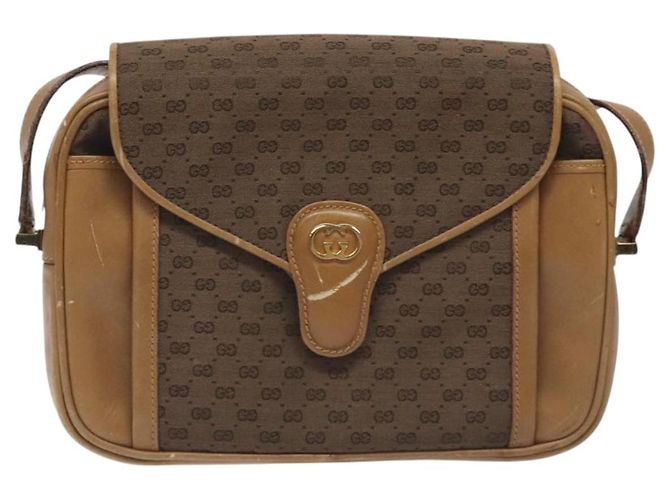 Borsa a Spalla Micro GG in Tela Gucci Marrone Oro Auth BA2829 D'oro - vista 2