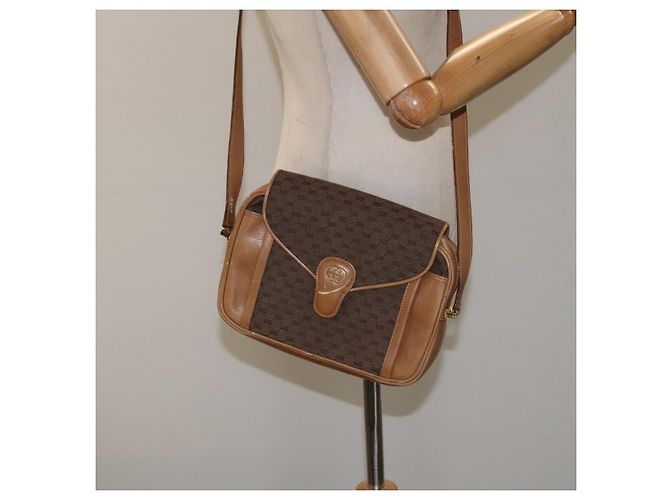 Borsa a Spalla Micro GG in Tela Gucci Marrone Oro Auth BA2829 D'oro - vista 23