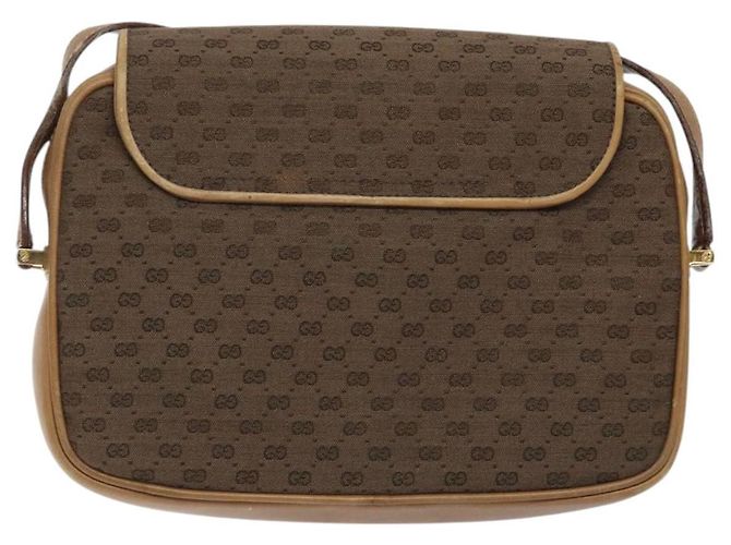 Borsa a Spalla Micro GG in Tela Gucci Marrone Oro Auth BA2829 D'oro - vista 3