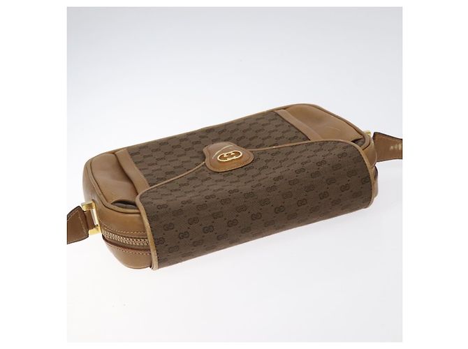 Borsa a Spalla Micro GG in Tela Gucci Marrone Oro Auth BA2829 D'oro - vista 6
