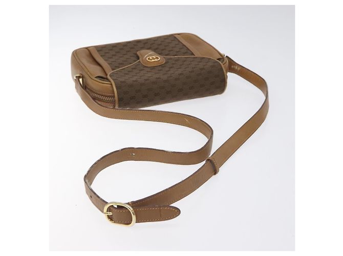 Borsa a Spalla Micro GG in Tela Gucci Marrone Oro Auth BA2829 D'oro - vista 7