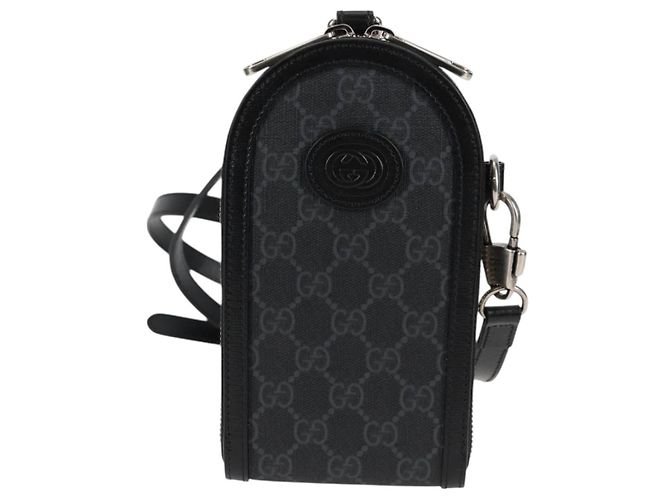 Borsa a spalla GUCCI GG Supreme PVC Nero Argento Auth 118863M - vista 2