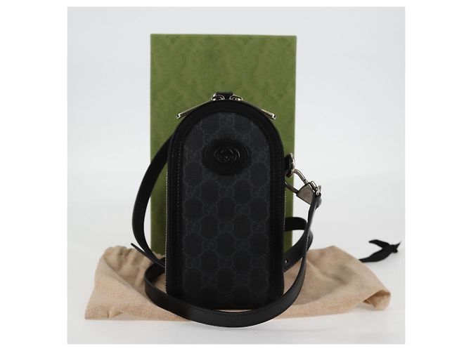Borsa a spalla GUCCI GG Supreme PVC Nero Argento Auth 118863M - vista 22