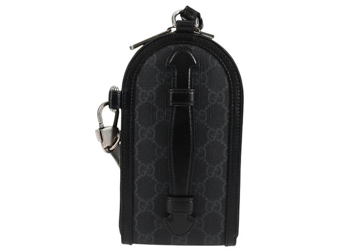 Borsa a spalla GUCCI GG Supreme PVC Nero Argento Auth 118863M - vista 3