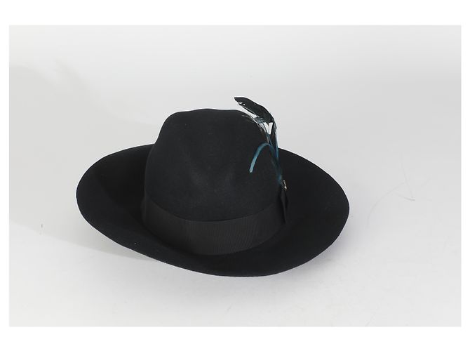Cappello Trilby in misto cotone nero GG piumato Gucci L - vista 4
