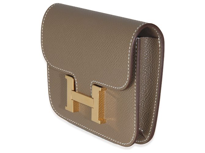Cartera Slim Constance Epsom Etoupe de Hermès GHW Castaño - vista 3
