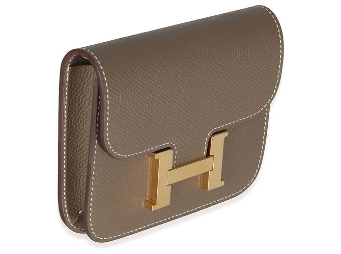 Cartera Slim Constance Epsom Etoupe de Hermès GHW Castaño - vista 4
