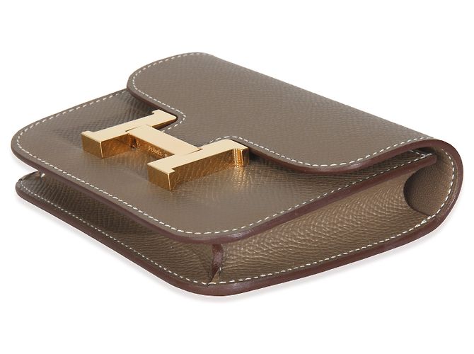 Cartera Slim Constance Epsom Etoupe de Hermès GHW Castaño - vista 6