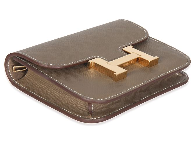 Cartera Slim Constance Epsom Etoupe de Hermès GHW Castaño - vista 7