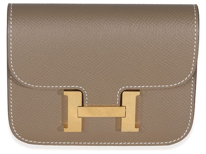 Cartera Slim Constance Epsom Etoupe de Hermès GHW Castaño - vista 8