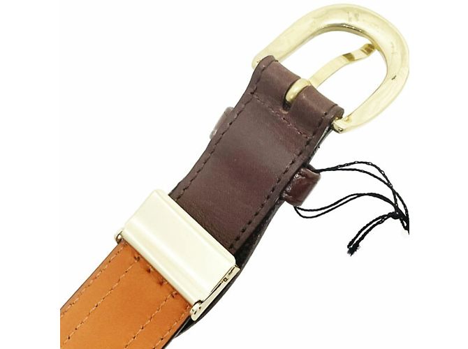 Burberry London Check Pattern Leather Belt Beige Dark brown - view 4