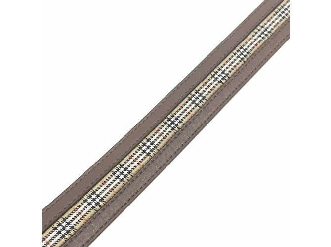 Burberry London Check Pattern Leather Belt Beige Dark brown - view 5