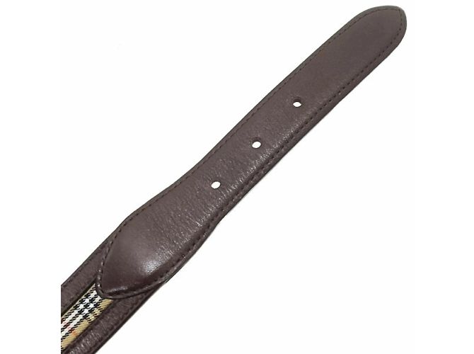 Burberry London Check Pattern Leather Belt Beige Dark brown - view 6